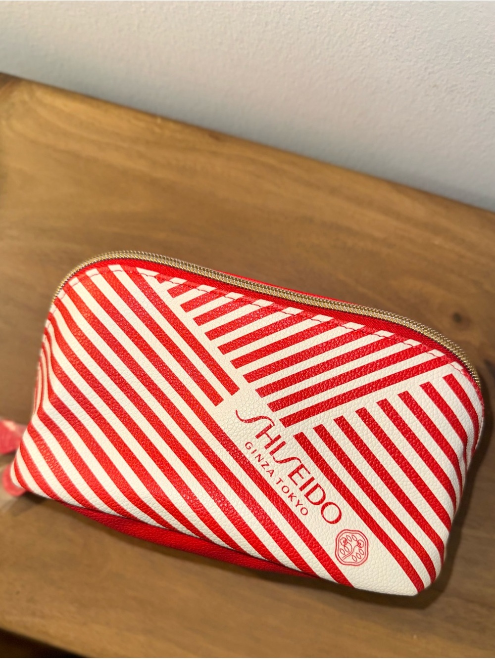 Shiseido Red and White Stripe Cosmetic Pouch - Picture 3 of 7